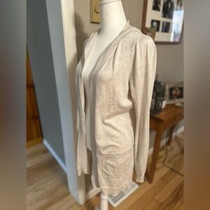 Maurices Light Cream Hooded Knit Cardigan